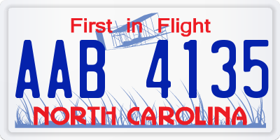 NC license plate AAB4135
