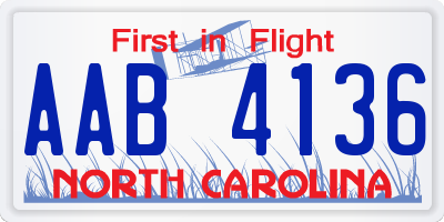 NC license plate AAB4136