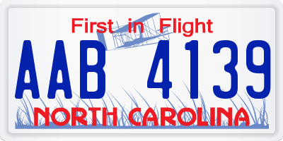 NC license plate AAB4139