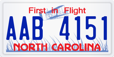 NC license plate AAB4151