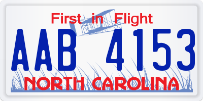 NC license plate AAB4153