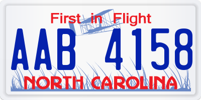 NC license plate AAB4158