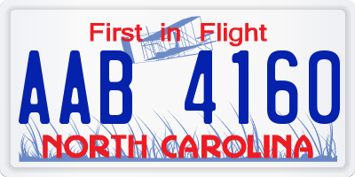 NC license plate AAB4160