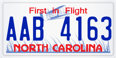 NC license plate AAB4163