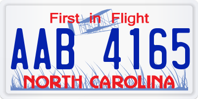 NC license plate AAB4165