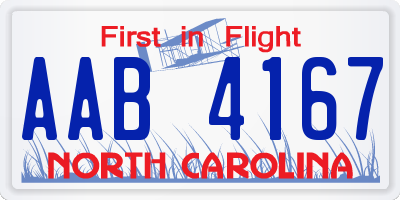 NC license plate AAB4167
