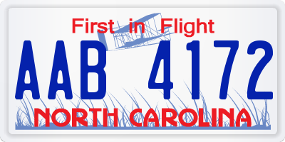 NC license plate AAB4172