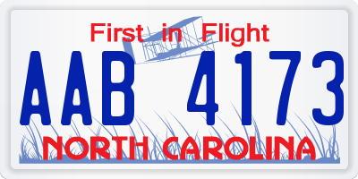 NC license plate AAB4173