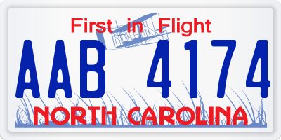 NC license plate AAB4174