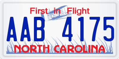 NC license plate AAB4175