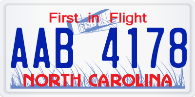NC license plate AAB4178