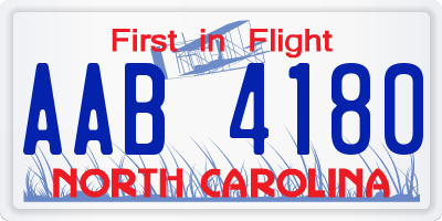 NC license plate AAB4180