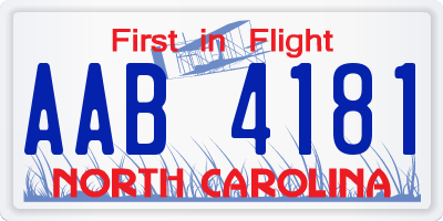 NC license plate AAB4181