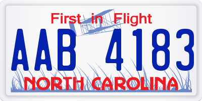 NC license plate AAB4183