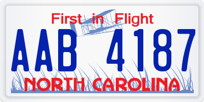 NC license plate AAB4187