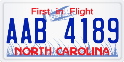 NC license plate AAB4189