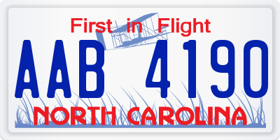 NC license plate AAB4190