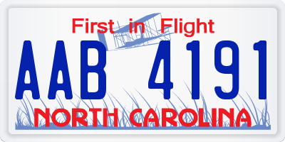NC license plate AAB4191