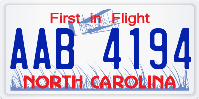 NC license plate AAB4194