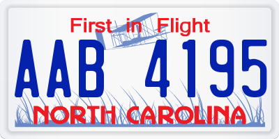 NC license plate AAB4195