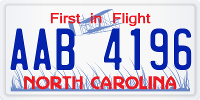 NC license plate AAB4196