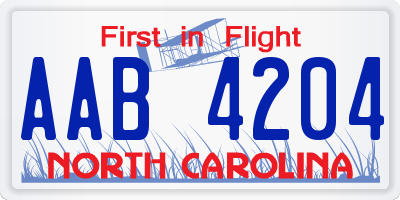 NC license plate AAB4204