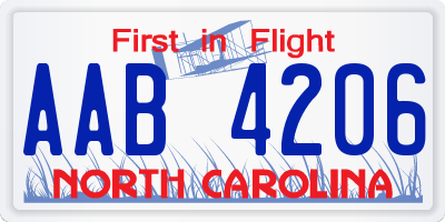 NC license plate AAB4206