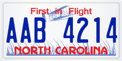 NC license plate AAB4214