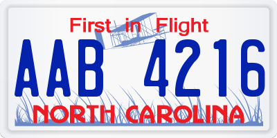 NC license plate AAB4216