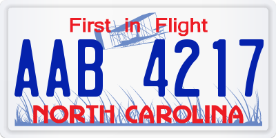 NC license plate AAB4217