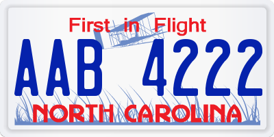 NC license plate AAB4222