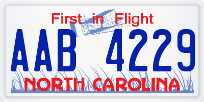 NC license plate AAB4229