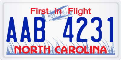 NC license plate AAB4231