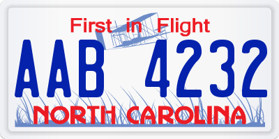 NC license plate AAB4232