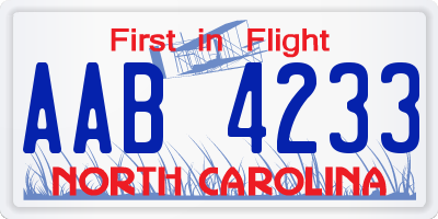 NC license plate AAB4233