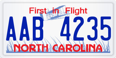 NC license plate AAB4235