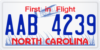 NC license plate AAB4239