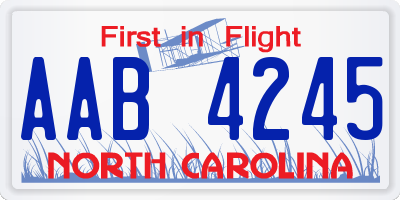 NC license plate AAB4245