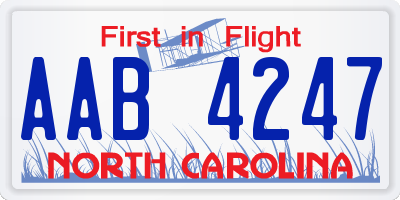 NC license plate AAB4247