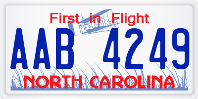 NC license plate AAB4249