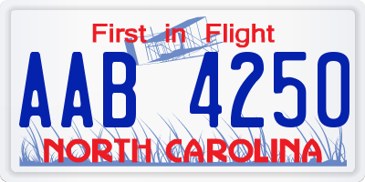 NC license plate AAB4250