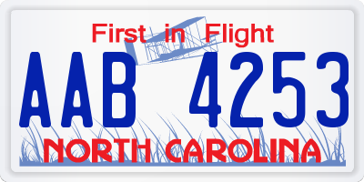 NC license plate AAB4253