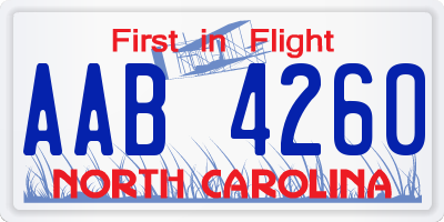 NC license plate AAB4260