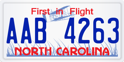 NC license plate AAB4263