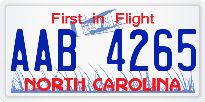 NC license plate AAB4265