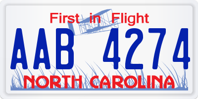 NC license plate AAB4274