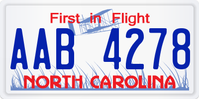 NC license plate AAB4278