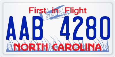 NC license plate AAB4280