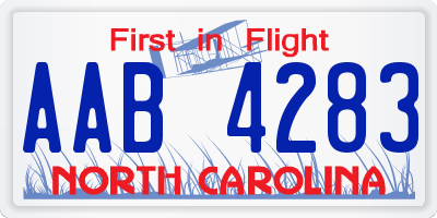 NC license plate AAB4283