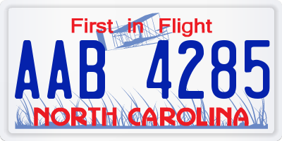 NC license plate AAB4285